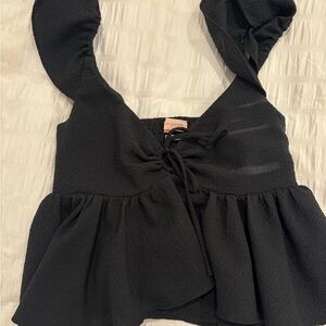 Urban Outfitters Black Ruffle Blouse